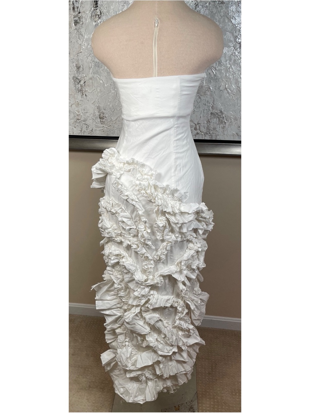 NBD Arabella Strapless Ruffle High Slit White Maxi Dress Size Small - Picture 8 of 10